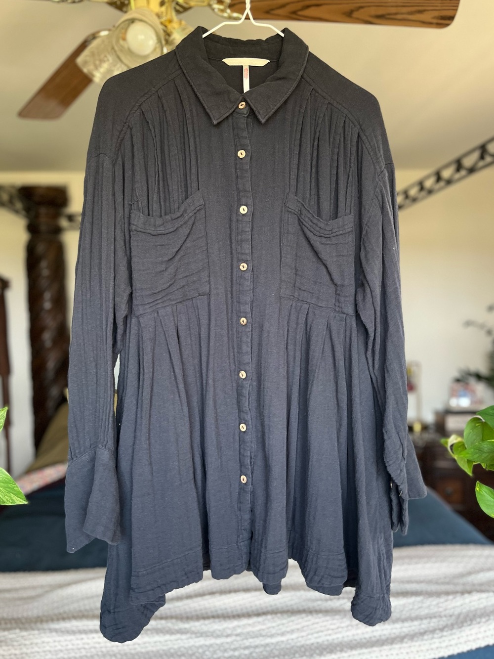 Free People Black Voyager Shirt Dress